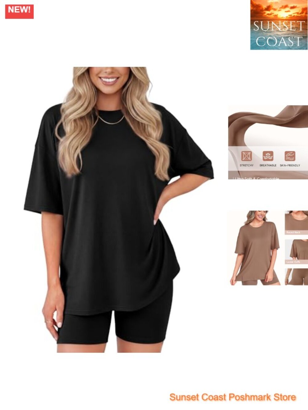 Oversized T-Shirt and Biker Shorts Lounge Set Travel Casual